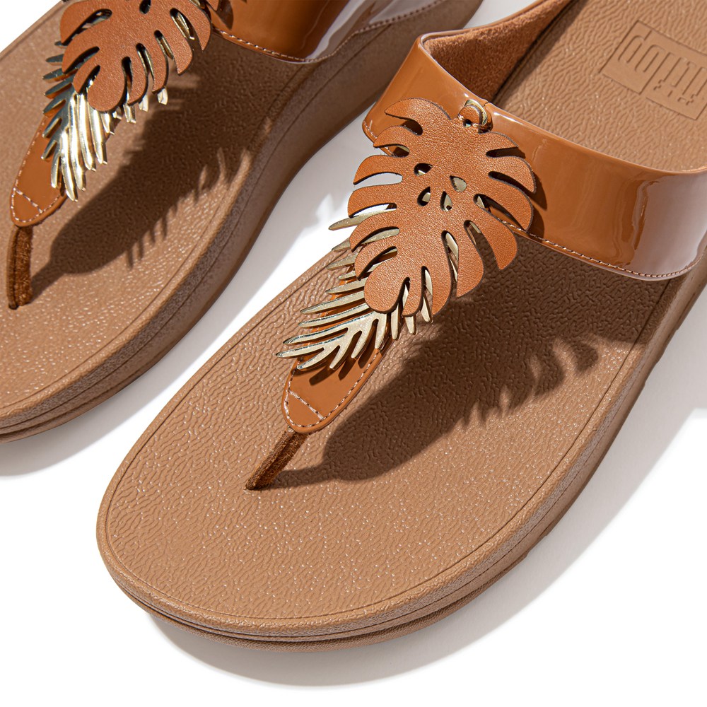 Fitflop Womens Sandals Brown - Fino Jungle-leaf Patent - MN4695283